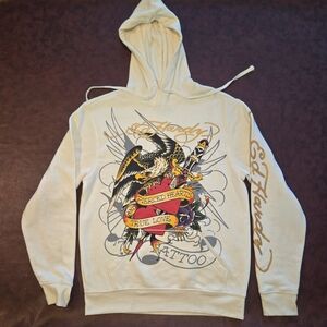 Ed Hardy Cream Graphic Hoodie for Men
